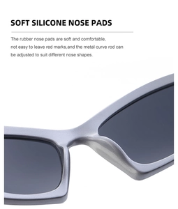 Detail of adjustable metal arm and soft silicone nose pads on punk Y2K sunglasses