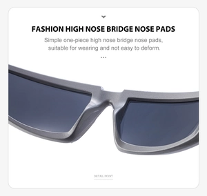 Macro detail of high nose pad design and silver frame on UV protection sunglasses
