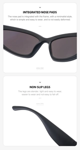 Detail view of integrated nose pads and slim anti-slip temples on matte black sports sunglasses