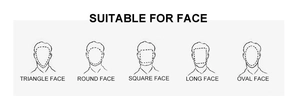 Detailed face shape guide including round, square, and oval for sunglasses fit