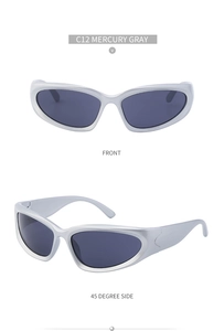 Front and side view of C12 mercury gray streamlined sports sunglasses with dark lenses