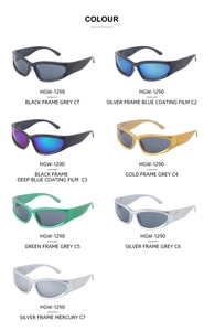 HGW-1290 sports sunglasses color chart showing seven stylish UV400 cycling eyewear frames