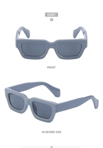 Front and 45 degree side view of steampunk gray square thick frame sunglasses