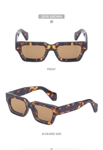 Steampunk Y2K square sunglasses in demi brown tortoiseshell with tinted lenses