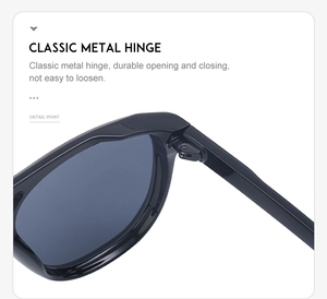 Close-up of durable classic metal hinges on retro double bridge sunglasses