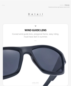 Détail du verre coupe-vent incurvé et de la monture polygonale noire pour lunettes Y2K