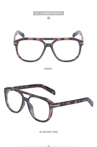 Detail view of amber white aviator frames with double bridge and silver arrow accents