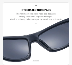 Détail macro des plaquettes de nez intégrées sur lunettes de soleil noires Y2K