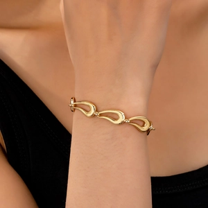 Minimalist Hollow Water Drop Link Bracelet Zinc Alloy Adjustable Extension Chain Fashionable Jewelry For Women