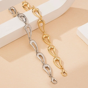 Minimalist teardrop chain bracelets in gold and silver finish with lobster clasp