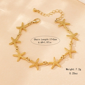 Elegant gold starfish charm bracelet for women with adjustable lobster clasp closure