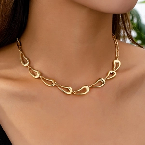Collier Élégant Minimaliste À Maillons En Goutte D'eau Creuse Alliage De Zinc Poli Bijoux Géométriques Pour Femmes