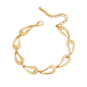 Elegant gold link bracelet featuring teardrop-shaped metal loops and lobster clasp closure
