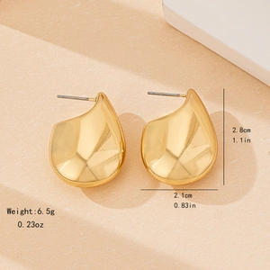 Elegant gold teardrop earrings in irregular waterdrop shape with a polished metallic finish