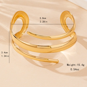 Elegant gold multi-layer spiral open bangle with minimalist water drop design for women