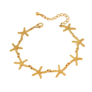 Elegant gold starfish charm bracelet for women with adjustable lobster clasp closure