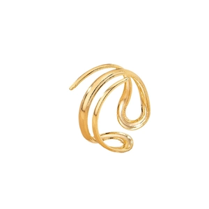 Minimalist gold multi-layer wrap ring with polished and textured teardrop finish