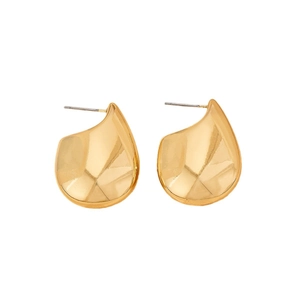 Elegant gold teardrop earrings with a modern polished metallic minimalist design