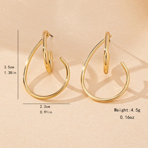 Minimalist gold geometric crossover teardrop hoop earrings measuring 3.5cm high