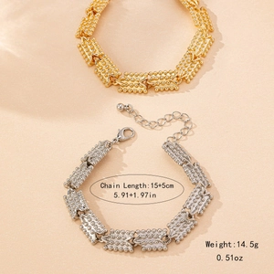 Minimalist geometric beaded bracelets in gold and silver finish with lobster clasp