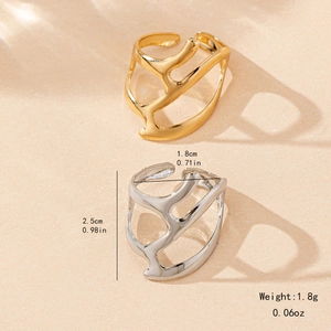 Minimalist branch hollow open rings in gold and silver finishes for women