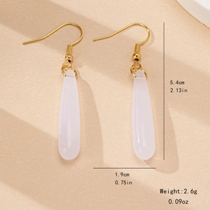 Boucles d'oreilles gouttes en résine rose avec crochets dorés, longueur 5,4cm