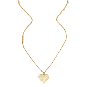 Collier élégant avec pendentif cœur doré à finition sablée et fine chaîne délicate
