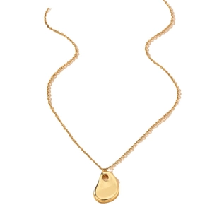 Elegant gold necklace with irregular water drop pendant and high-polished finish