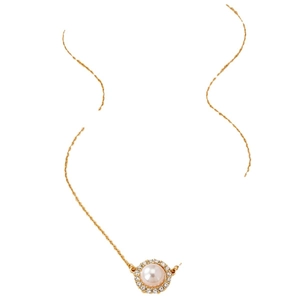 Elegante Goldhalskette mit Perlenanhänger und glitzernden Strasssteinen für Damen