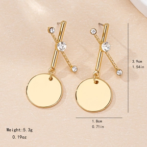 Boucles d'oreilles pendantes dorées avec perles et cristaux, taille 3,9 cm x 1,8 cm