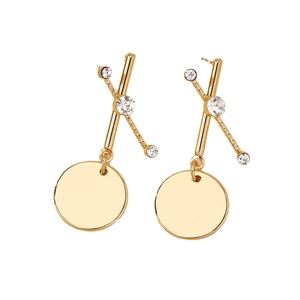 Boucles d'oreilles géométriques dorées élégantes avec perles et strass brillants