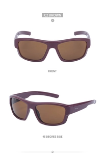 Vues de face et de profil de lunettes Y2K prune et marron avec détails de points argentés