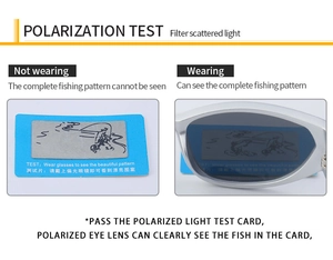 Polarization test showing silver Y2K sunglasses filtering glare on test card