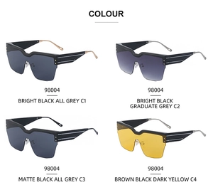 Vue détaillée de quatre lunettes de soleil demi-cerclées surdimensionnées en divers coloris