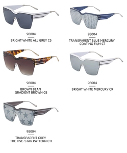Détails de lunettes de soleil demi-cerclées surdimensionnées avec diverses couleurs de verres