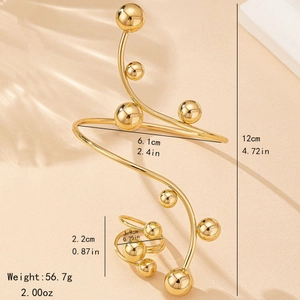 Ensemble de bijoux bracelet manchette dorée à billes et bague spirale au design ondulé