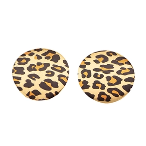 Fashionable round leopard print stud earrings with elegant gold trim for daily wear