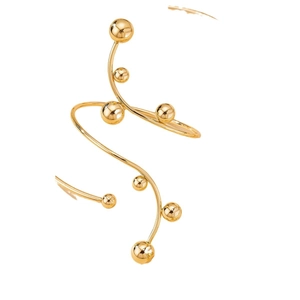 Manchette d'oreille spirale dorée élégante avec plusieurs rangées de fils métalliques