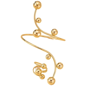 Ensemble de bijoux spirale dorés élégants avec bracelet perlé et bague assortie