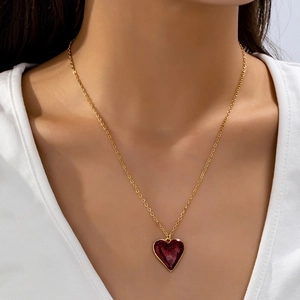 Collana Con Ciondolo A Cuore Lega Zinco Glitter Smalto Gioielli Scintillanti Regalo Per Donne San Valentino Moda