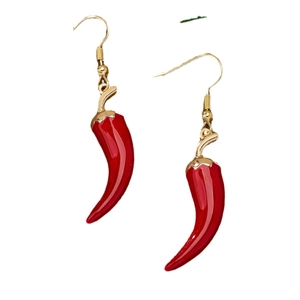 Creative red chili pepper drop earrings with gold hooks for women trendy fashion