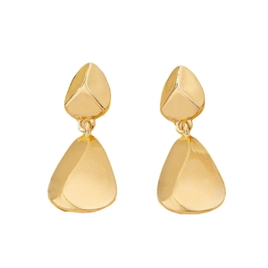 Boucles d'oreilles pendantes géométriques dorées avec pendentifs à facettes triangulaires