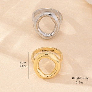 Elegant chunky hollow round rings in gold and silver finish with hand-forged texture