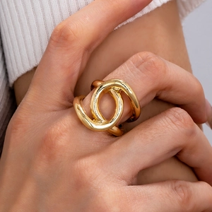 Twisted Intertwined Alloy Ring For Women Minimalist Cross Design Polished Elegant Fashion Jewelry