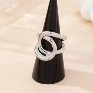Elegant silver intertwined wrap ring with a minimalist spiral design for women