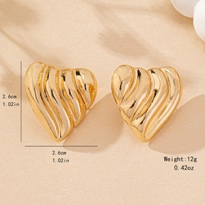 Elegant gold heart earrings with textured finish measuring 2.6cm by 2.6cm for women