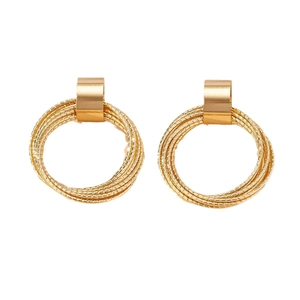 Elegant gold multi-layer textured hoop earrings for women's daily commute fashion