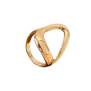 Elegant gold minimalist ring with irregular hollow sculpture design and mirror polish