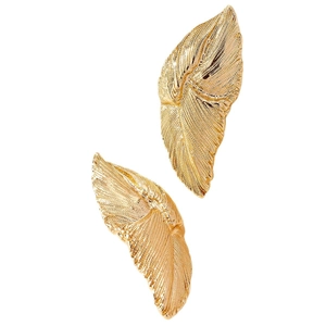 Elegant gold leaf earrings with intricate vein textures for women in professional attire