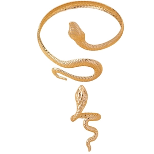 Fashionable gold snake bracelet and ring set with realistic scale texture for parties